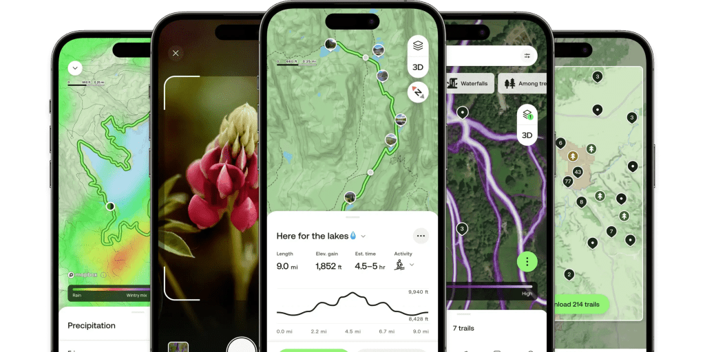 AllTrails app on mobile screens