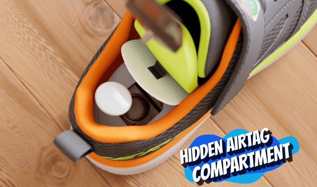 Skechers shoe with hidden AirTag compartment