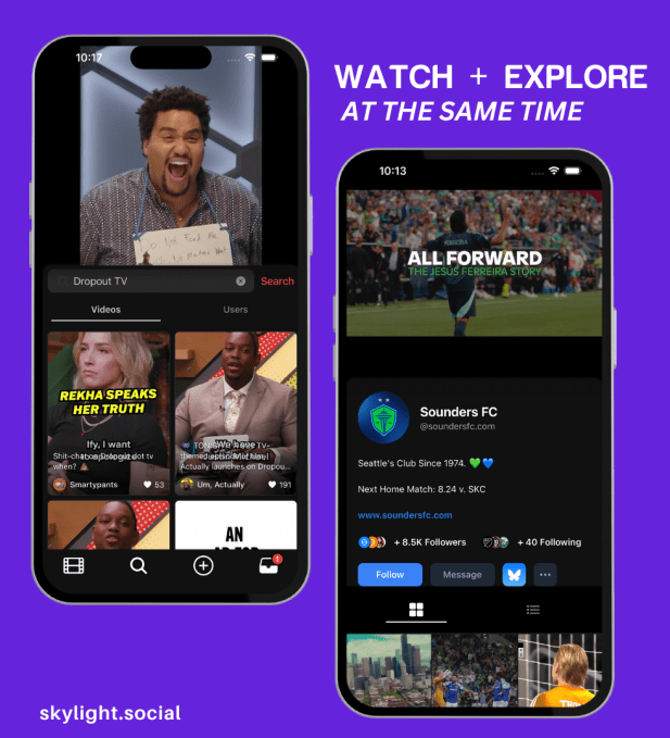 Skylight app screenshot showing watch and explore